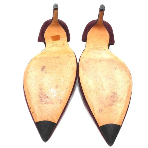 Vince Womens Sz 9.5M Celeste Dorsay Burgundy Red Brown Suede Pointed Toe Heels - Picture 10 of 10